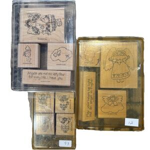 Lot Of 3 Sets Of Stampin Up Mounted Rubber Wood Stamps, Vintage 1996 EUC “12”